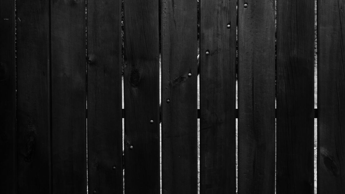 Claustra en lames de bois verticales séparant deux parties d’un jardin
